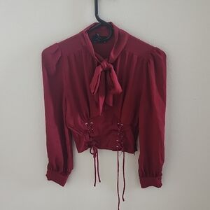 Milk & Honey Red Women's Top with Bow Corset Detail